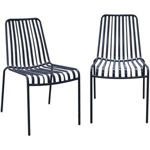 SWEEEK Set of 2 FLORIDA anthracite garden chairs, stackable, made of steel, L 59 x D 47.5 x H 78 cm SWEEEK Set of 2 FLORIDA anthracite garden chairs, stackable, made of steel, L 59 x D 47.5 x H 78 cm