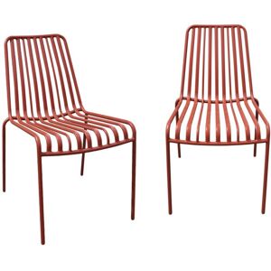 Sweeek - Set of 2 florida terracotta stacking garden chairs, steel, w 59 x d 47.5 x h 78 cm Sweeek - Set of 2 florida terracotta stacking garden chairs, steel, w 59 x d 47.5 x h 78 cm