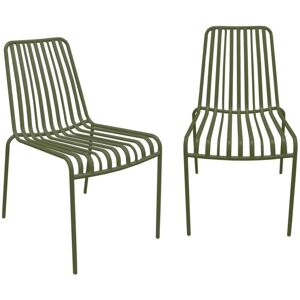 Sweeek - Set of 2 florida khaki steel stacking garden chairs, w 59 x d 47.5 x h 78 cm Sweeek - Set of 2 florida khaki steel stacking garden chairs, w 59 x d 47.5 x h 78 cm