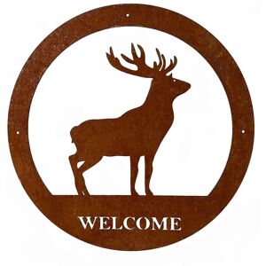 Stag Small Wall Art - With Text - Steel - W29.5 x H29.5 cm - Bare Metal/Ready to Rust Stag Small Wall Art - With Text - Steel - W29.5 x H29.5 cm - Bare Metal/Ready to Rust