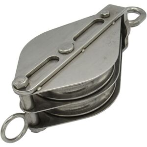 Securefix Direct - Stainless Steel Double Pulley Block 75MM (Wheel Swivel Eye Rope Becket) Securefix Direct - Stainless Steel Double Pulley Block 75MM (Wheel Swivel Eye Rope Becket)