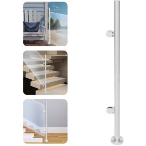 CNCEST Stainless Steel Handrail, Railing Post Silver, Total Height: 110cm, Brushed Finish, Wall&Floor Mounted, Stair Rail CNCEST Stainless Steel Handrail, Railing Post Silver, Total Height: 110cm, Brushed Finish, Wall&Floor Mounted, Stair Rail