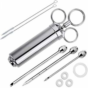 Cyslmuk - Stainless Steel Sauce Syringe, 3 Needle Marinade Syringe, Food Syringe, Kitchen Utensils for Marinating Cyslmuk - Stainless Steel Sauce Syringe, 3 Needle Marinade Syringe, Food Syringe, Kitchen Utensils for Marinating