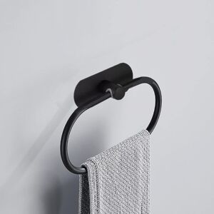 Linghhang - Stainless Steel Self Adhesive Towel Bar Oval Wall Mounted Towel Holder Bathroom Accessories 2kg (Black) Linghhang - Stainless Steel Self Adhesive Towel Bar Oval Wall Mounted Towel Holder Bathroom Accessories 2kg (Black)