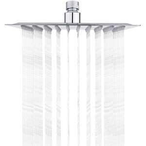 Tinor - Stainless Steel Shower Head - Water Saving, 20CM Square Shower Head, Universal Rainfall 1/2 Inch Thread, 360° Rotatable, 30° Tiltable, Easy Tinor - Stainless Steel Shower Head - Water Saving, 20CM Square Shower Head, Universal Rainfall 1/2 Inch Thread, 360° Rotatable, 30° Tiltable, Easy