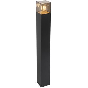 QAZQA Black Outdoor Floor Lamp 70cm IP44 Smoked Glass QAZQA Black Outdoor Floor Lamp 70cm IP44 Smoked Glass