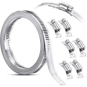 BEIJIYI Steel Hose Clamp, Hose Clamp with Fasteners, 304 Stainless Steel Hose Clamps, Adjustable Hose Clamp (8 Pieces, 11.5 Feet) BEIJIYI Steel Hose Clamp, Hose Clamp with Fasteners, 304 Stainless Steel Hose Clamps, Adjustable Hose Clamp (8 Pieces, 11.5 Feet)