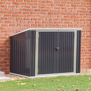 Livingandhome - Steel Trash Can Recycle Bin Enclosure Storage Shed, Charcoal Black Livingandhome - Steel Trash Can Recycle Bin Enclosure Storage Shed, Charcoal Black