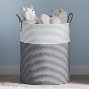Storage Basket Grey and White Ø38x46 cm Cotton Vidaxl Storage Basket Grey and White Ø38x46 cm Cotton Vidaxl