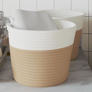 vidaXL Storage Baskets 2 pcs Beige and White - Storage Baskets vidaXL Storage Baskets 2 pcs Beige and White - Storage Baskets