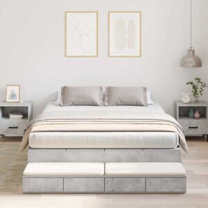 Storage Bed Frame with Door Concrete Grey 236.5 x 160 x 31.5 cm Vidaxl Storage Bed Frame with Door Concrete Grey 236.5 x 160 x 31.5 cm Vidaxl