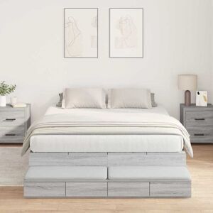 Storage Bed Frame with Drawer Grey sonoma 226.5 x 135 x 31.5 cm Vidaxl Storage Bed Frame with Drawer Grey sonoma 226.5 x 135 x 31.5 cm Vidaxl