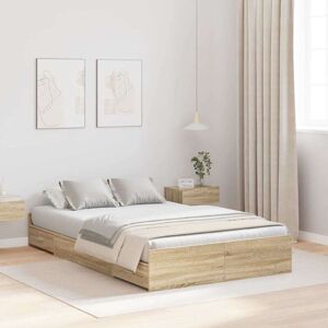 Storage Bed Frame Sonoma oak 120 x 190 cm Engineered wood Vidaxl Storage Bed Frame Sonoma oak 120 x 190 cm Engineered wood Vidaxl