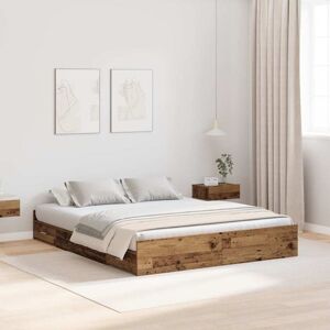 Storage Bed Frame Old Wood 140 x 190 cm Engineered Wood vidaXL Storage Bed Frame Old Wood 140 x 190 cm Engineered Wood vidaXL