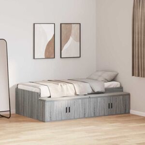 Bed Frame with Drawer Grey Sonoma 90 x 190 cm Engineered Wood vidaXL Bed Frame with Drawer Grey Sonoma 90 x 190 cm Engineered Wood vidaXL