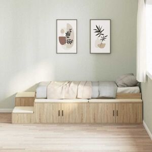 Storage Bed Frame with Drawer Sonoma Oak 234 x 103 x 53.5 cm Vidaxl Storage Bed Frame with Drawer Sonoma Oak 234 x 103 x 53.5 cm Vidaxl