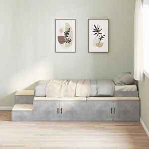 Storage Bed Frame with Drawer Concrete Grey 244 x 127 x 53.5 cm Vidaxl Storage Bed Frame with Drawer Concrete Grey 244 x 127 x 53.5 cm Vidaxl