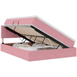 Storage Bed with Mattress with Storage Pink 140 x 190 cm Velvet vidaXL Storage Bed with Mattress with Storage Pink 140 x 190 cm Velvet vidaXL