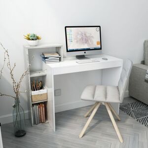 Compact Computer Desk with Shelves Space Saving Writing Desk for Home & Office, 110 x 40 x 92cm, Grey and White, Mondeer Compact Computer Desk with Shelves Space Saving Writing Desk for Home & Office, 110 x 40 x 92cm, Grey and White, Mondeer