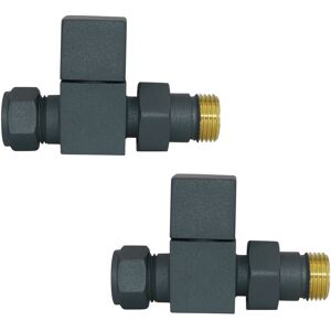 NRG - Straight Manual Valves 15mm Pair for Bathroom Heated Towel Rail Radiator Anthracite NRG - Straight Manual Valves 15mm Pair for Bathroom Heated Towel Rail Radiator Anthracite