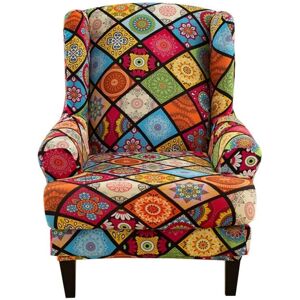 CSPARKV Stretch Wingback Chair Cover Armchair Slipcover with T-Cushion Cover, Printed Non-Slip Armchair Cover, for Living Room, Hotel CSPARKV Stretch Wingback Chair Cover Armchair Slipcover with T-Cushion Cover, Printed Non-Slip Armchair Cover, for Living Room, Hotel