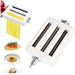 COOCHEER Suitable stainless steel pasta machine attachment, pasta roller and cutter for stand mixers, includes a cleaning brush for easy maintenance COOCHEER Suitable stainless steel pasta machine attachment, pasta roller and cutter for stand mixers, includes a cleaning brush for easy maintenance
