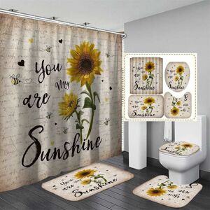 DEWDAT Sunflower Bath Curtains Set with 4pcs Rugs You Are My Sunshine Bathroom Decor Set Waterproof Shower Curtains Set Non-Slip Rug Bathroom Rugs Bathroom DEWDAT Sunflower Bath Curtains Set with 4pcs Rugs You Are My Sunshine Bathroom Decor Set Waterproof Shower Curtains Set Non-Slip Rug Bathroom Rugs Bathroom
