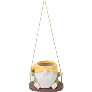 GROOFOO Swing Plant Pot Resin Cute Faceless Gnome Figurine Decorative Hanging Planter for Indoor Outdoor Yellow Green GROOFOO Swing Plant Pot Resin Cute Faceless Gnome Figurine Decorative Hanging Planter for Indoor Outdoor Yellow Green