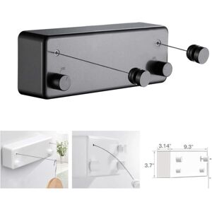 COOCHEER T-Retractable Clothesline for Indoor and Outdoor Use, 2 13.8Feet Stainless Steel Clothes Lines, No Need to Drill Holes Wall Mount - Black T COOCHEER T-Retractable Clothesline for Indoor and Outdoor Use, 2 13.8Feet Stainless Steel Clothes Lines, No Need to Drill Holes Wall Mount - Black T