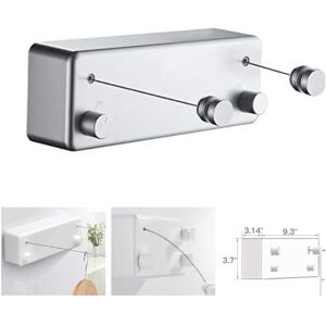 COOCHEER T-Retractable Clothesline for Indoor and Outdoor Use, 2 13.8Feet Stainless Steel Clothes Lines, No Need to Drill Holes Wall Mount - Blue Gray COOCHEER T-Retractable Clothesline for Indoor and Outdoor Use, 2 13.8Feet Stainless Steel Clothes Lines, No Need to Drill Holes Wall Mount - Blue Gray