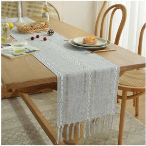 Hoopzi - Table Runner Macrame Table Runner with Tassels, Vintage Table Runner for Farmhouse Home Modern Dining Table Decor (Grey 33228cm) Hoopzi - Table Runner Macrame Table Runner with Tassels, Vintage Table Runner for Farmhouse Home Modern Dining Table Decor (Grey 33228cm)