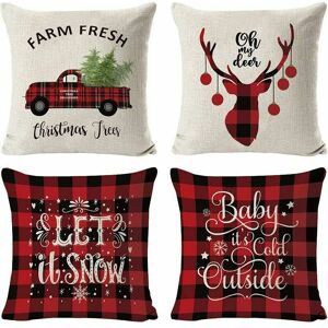 TRIMEC Taie doreiller Décorations De Noël Pillow Covers 4 Pack, Arbre De Noël Flocon De Neige Renne Décor à La Maison Linen Coussins Taie d'oreiller Xmas TRIMEC Taie doreiller Décorations De Noël Pillow Covers 4 Pack, Arbre De Noël Flocon De Neige Renne Décor à La Maison Linen Coussins Taie d'oreiller Xmas