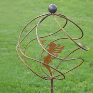 Tangle Ball on 4Ft Stem With Sitting Fairy - Plant Support - Solid Steel - L34.3 x W34.3 x H157.5 cm - Bare Metal/Ready to Rust Tangle Ball on 4Ft Stem With Sitting Fairy - Plant Support - Solid Steel - L34.3 x W34.3 x H157.5 cm - Bare Metal/Ready to Rust