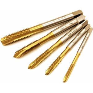 Gotrays - Tap & Die Set, 5 Titanium Coated hss M3 M4 M5 M6 M8 Right Hand Tap Machine Spiral Point Straight Fluted Screw Thread Plug Tap and Finishing Gotrays - Tap & Die Set, 5 Titanium Coated hss M3 M4 M5 M6 M8 Right Hand Tap Machine Spiral Point Straight Fluted Screw Thread Plug Tap and Finishing