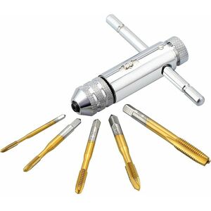 Hoopzi - Tap Wrench Set Adjustable t Handle Ratchet Tap Holder Thread Tapping Tools with 5PCS hss M3-M8 Metric Thread Tap Hoopzi - Tap Wrench Set Adjustable t Handle Ratchet Tap Holder Thread Tapping Tools with 5PCS hss M3-M8 Metric Thread Tap