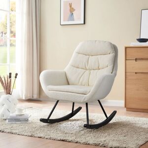 LIVINGANDHOME Teddy Fleece Upholstered Rocking Chair LIVINGANDHOME Teddy Fleece Upholstered Rocking Chair