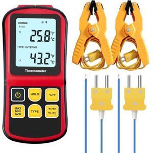 TLILY Thermocouple Thermometer Digital K Type Thermometer,with 2 Temperature Clamp Wired Probes TLILY Thermocouple Thermometer Digital K Type Thermometer,with 2 Temperature Clamp Wired Probes
