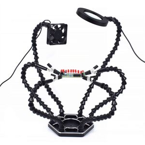 TLILY Third Hand Soldering PCB Holder Tool Helping Hands Crafts Hobby Welding Station USB DC Cooling Fans 6pc Flexible Arms B TLILY Third Hand Soldering PCB Holder Tool Helping Hands Crafts Hobby Welding Station USB DC Cooling Fans 6pc Flexible Arms B