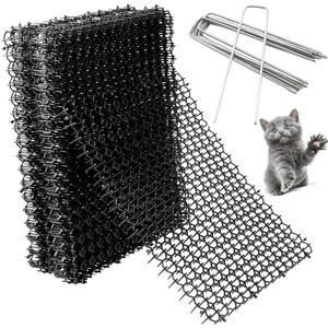 SANS MARQUE Thorn grid animal barrier, cat deterrent strips, animal barrier with spikes, 12 pack, 40x20 cm, anti-cat network with 8 U-shaped ground anchors, for SANS MARQUE Thorn grid animal barrier, cat deterrent strips, animal barrier with spikes, 12 pack, 40x20 cm, anti-cat network with 8 U-shaped ground anchors, for
