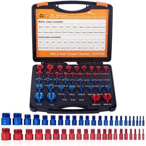 SANS MARQUE Thread tester, screw identification gauge, screw thread identifier, 44-piece screw measuring set (23 inch and 21 metric) for determining size in SANS MARQUE Thread tester, screw identification gauge, screw thread identifier, 44-piece screw measuring set (23 inch and 21 metric) for determining size in