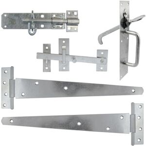Taurus - timco Side Gate Kit Medium Tee Hinges Suffolk Latch & Brenton Padbolt Hot Dipped Galvanised - 18' Taurus - timco Side Gate Kit Medium Tee Hinges Suffolk Latch & Brenton Padbolt Hot Dipped Galvanised - 18'