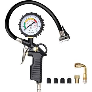 Csparkv - Tire Pressure Gauge, Digital Tire Pressure Gauge, Tire Inflator Gun Manometer with 4 Valve Caps/a French Air Nozzle Adapter/a 90 Degree Csparkv - Tire Pressure Gauge, Digital Tire Pressure Gauge, Tire Inflator Gun Manometer with 4 Valve Caps/a French Air Nozzle Adapter/a 90 Degree