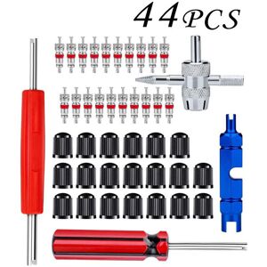 Car Tire Valve Repair Tool Kit, 4 Way Valve Tool with Valve Cores, Tire Valve Caps, Single and Double Head Tire Valve Stem Removal Tool Car Tire Valve Repair Tool Kit, 4 Way Valve Tool with Valve Cores, Tire Valve Caps, Single and Double Head Tire Valve Stem Removal Tool