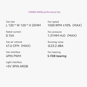 Tlily - TL-S12-W 120mm Computer Case Cooling Fan 5V 3PIN argb Adjustable Speed Shock Absorbing Silent Black Tlily - TL-S12-W 120mm Computer Case Cooling Fan 5V 3PIN argb Adjustable Speed Shock Absorbing Silent Black