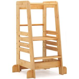 COSTWAY Toddlers Step Stool Montessori Kitchen Step Stool-Natural COSTWAY Toddlers Step Stool Montessori Kitchen Step Stool-Natural
