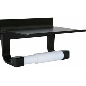 DEWDAT Toilet Roll Holder with Shelf Aluminyo Wall Mounted Adhesive Glue and Drilling Screws for Bathroom(Black) DEWDAT Toilet Roll Holder with Shelf Aluminyo Wall Mounted Adhesive Glue and Drilling Screws for Bathroom(Black)