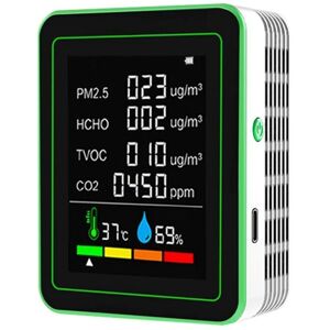 TLILY Total Smart WiFi Air Quality Sensor Guard Multifunction CO2/TVOC/HCHO/PM2.5/ Temperature/Humidity White TLILY Total Smart WiFi Air Quality Sensor Guard Multifunction CO2/TVOC/HCHO/PM2.5/ Temperature/Humidity White