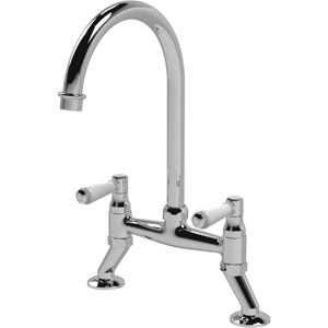 Nuie - Traditional Bridge Mixer Kitchen Tap with Lever Handles - Chrome Nuie - Traditional Bridge Mixer Kitchen Tap with Lever Handles - Chrome
