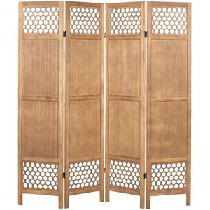 BELIANI 4 Panel Room Divider CERTOSA Light Brown 163 cm 170 cm BELIANI 4 Panel Room Divider CERTOSA Light Brown 163 cm 170 cm