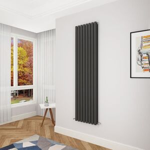 Aica Sanitaire - Acezanble Black Oval Column Radiator 1800 x 472mm Double Panel Aica Sanitaire - Acezanble Black Oval Column Radiator 1800 x 472mm Double Panel